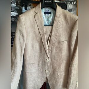 Bachrach linen coat, vest, and pants suit (only worn once, lightly used)